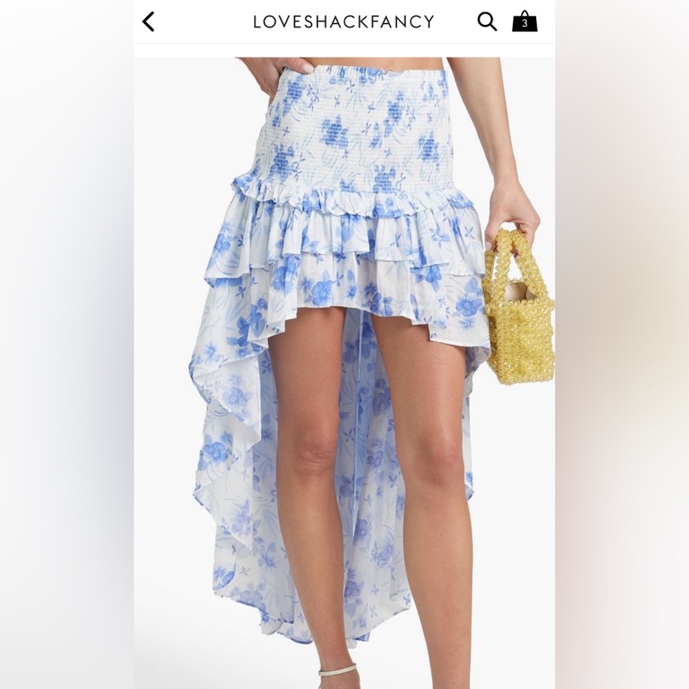 LOVESHACKFANCY palani high low ruffle skirt NWT M